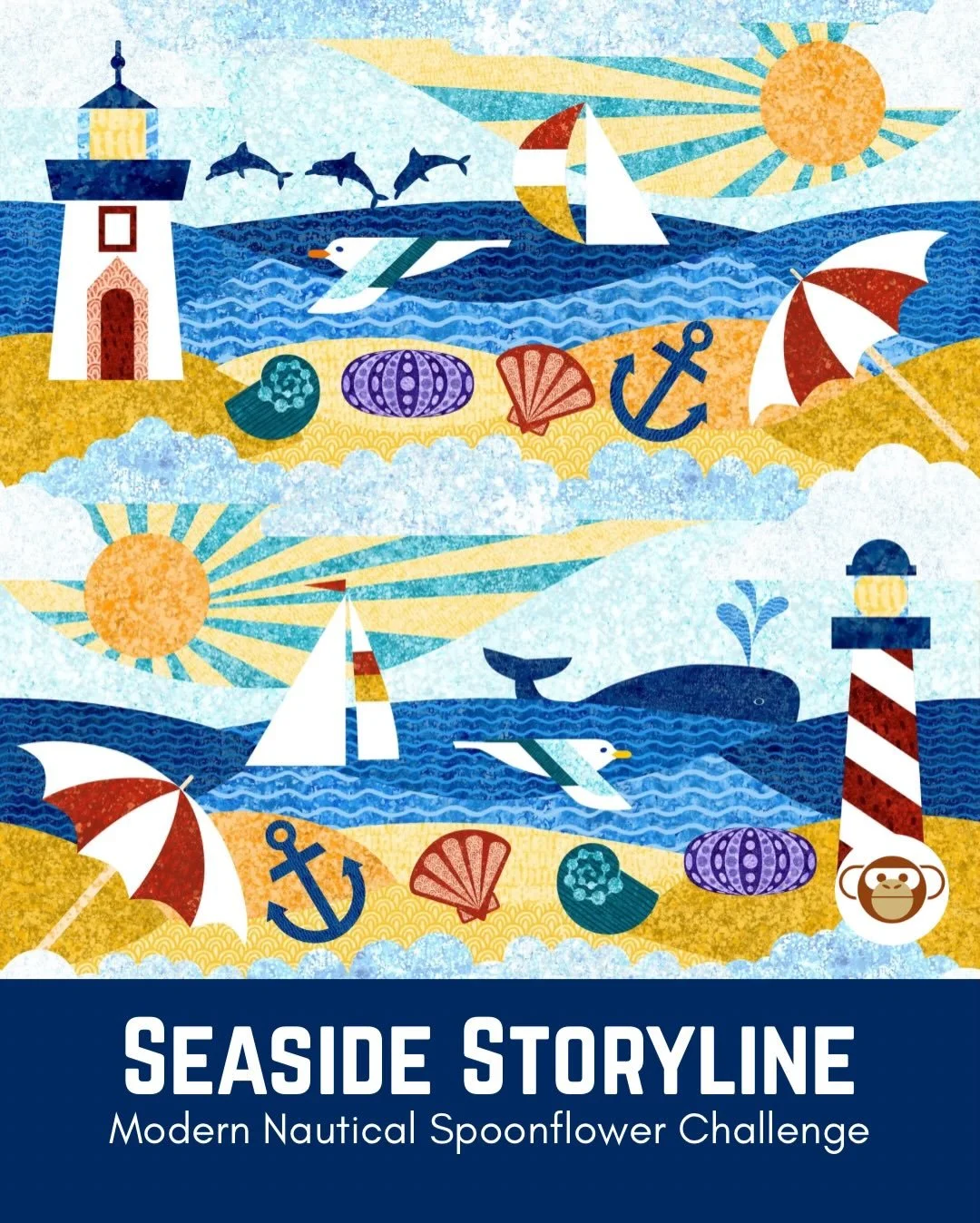 Seaside Storylines 🌊☀️

A sunlit, storybook take on coastal life&mdash;where waves roll in gentle rhythms and each horizon holds a new moment to discover. Created for the Spoonflower Modern Nautical design challenge ⚓️

#spoonflower #surfacepatternd