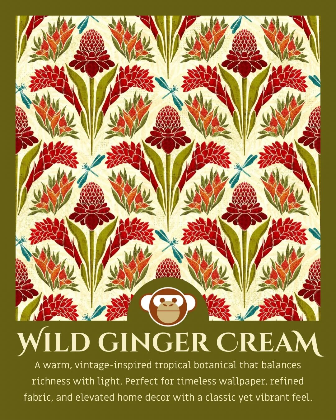 Stepping into a lush, layered conservatory moment 🌺✨

A balance of structure and wildness, where tropical botanicals soften into something warm, immersive, and a little transportive.

I&rsquo;ve submitted the Wild Ginger Cream to the latest @spoonfl