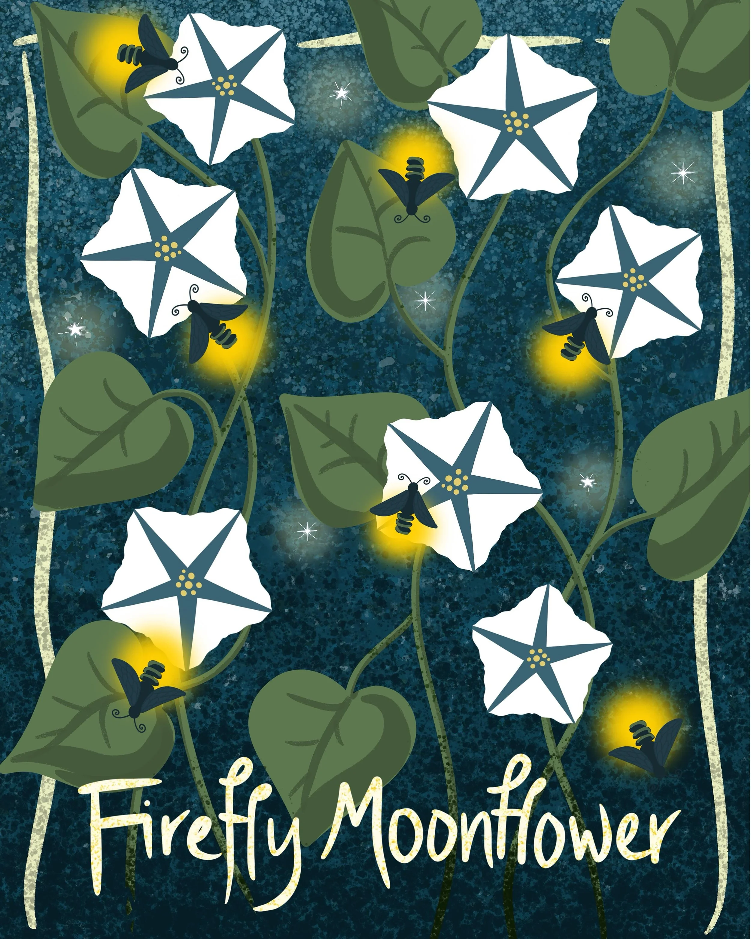 I had so much fun creating for this week&rsquo;s Bugs in Bloom prompt! ✨🐞

Jumping in here on Week 2 and the pairing is Firefly + Moonflower. I immediately imagined glowing little lights drifting through a dreamy nighttime garden. I loved playing wi