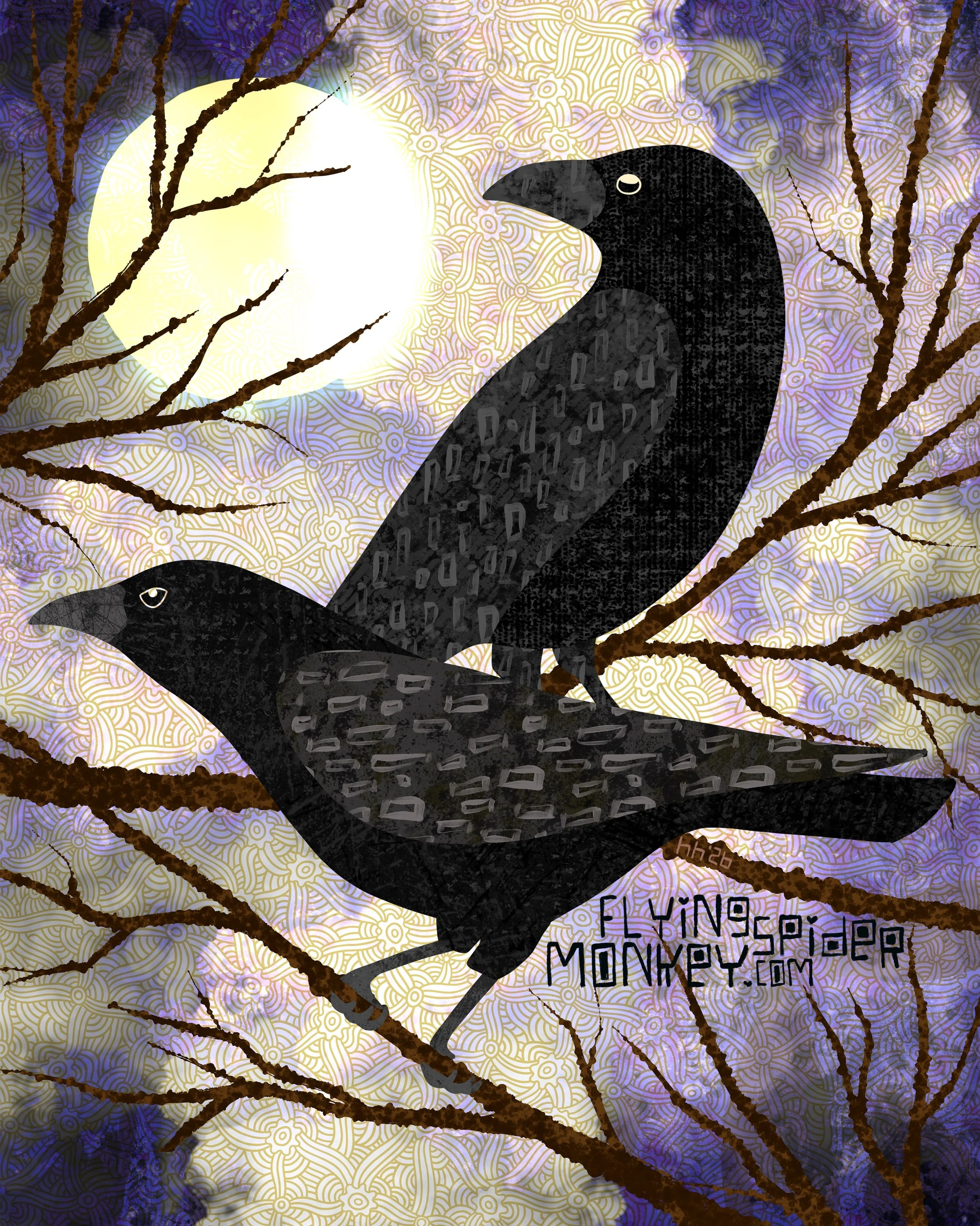 Crow. Night. Moon. 🌙🐦&zwj;⬛
This week&rsquo;s @thetuesdaycollective prompt is Crows. There&rsquo;s something about crows against a night sky that always feels a bit magical.

#thetuesdaycollective #TTC2026 #crows #birdillustration #graphicillustrat