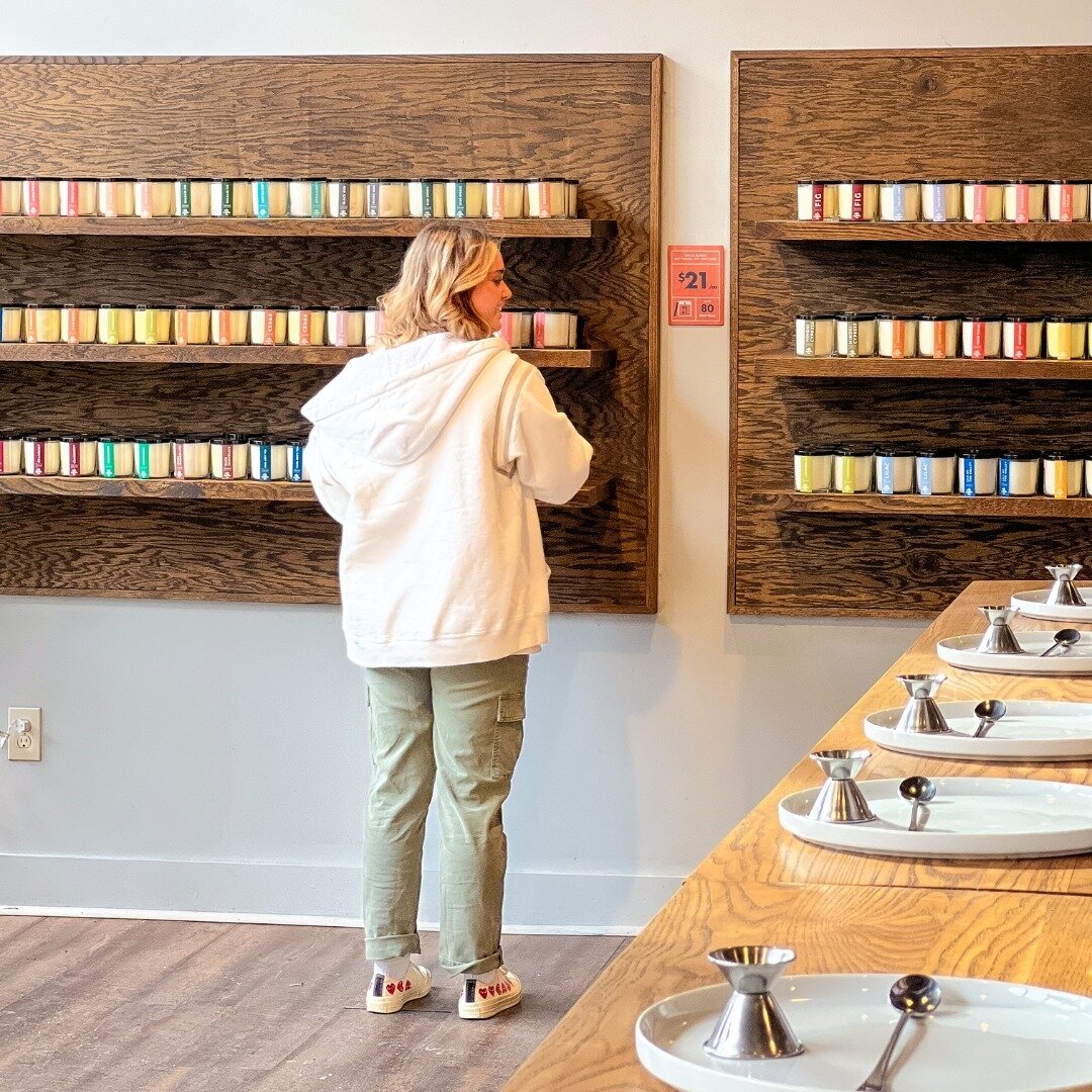 We love watching you go through the candle wall and choose your favorite scents! We love helping you narrow those scents down to create your perfect mix even more 😉