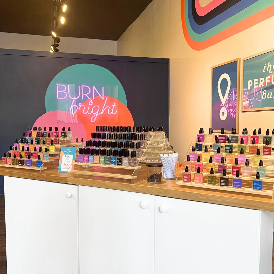 ✨ Stop by Mix Candle Co and visit our Perfume Bar! Create your own signature scent at either of our locations. 🌿💫