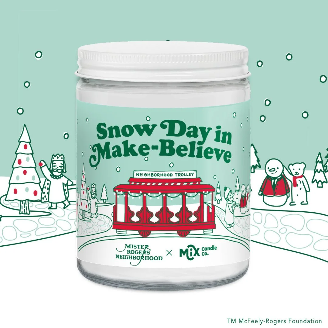 ❄️✨ Introducing Snow Day in Make-Believe ✨❄️⁠
A special candle created in collaboration with Mister Rogers&rsquo; Neighborhood.⁠
⁠
Featuring notes of evergreen and snowflakes, this candle captures the crisp, nostalgic feel of the holidays.⁠
⁠
Availab