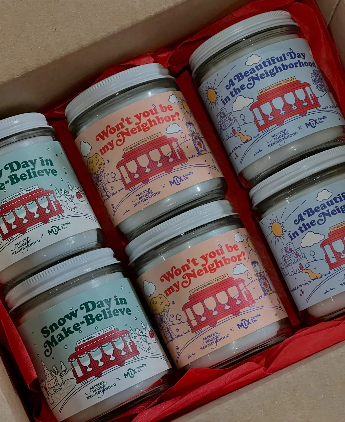 ✨Our Mister Roger&rsquo;s Neighborhood candles are the PERFECT gift for everyone on your list 🎁 In stock and ready to go at both locations!