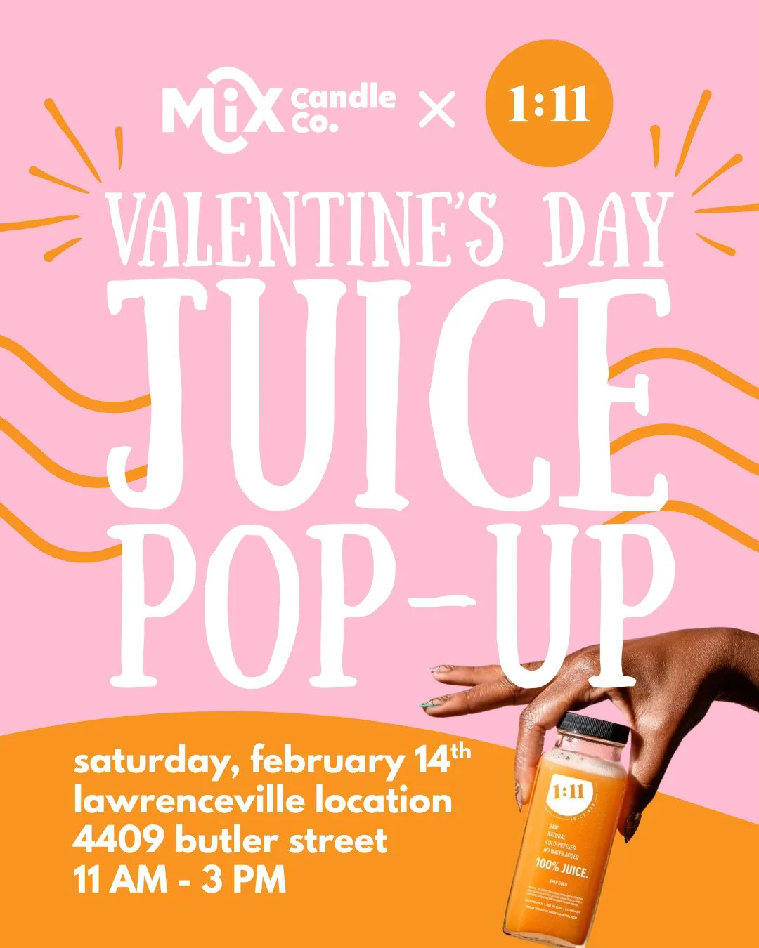 This Valentine&rsquo;s Day, we&rsquo;re spreading the love with our friends at @111juicepittsburgh 💕⁠
⁠
Join us Saturday, February 14th | 11am&ndash;3pm at our Lawrenceville location for a special popup!⁠
✨ Make a custom candle⁠
🥤 Grab a fresh, fee