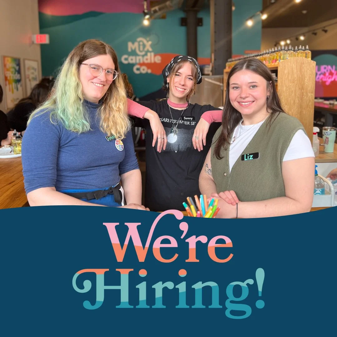✨ We&rsquo;re hiring! ✨⁠
Mix Candle Co is looking for friendly, reliable, and creative people to join our team this season! Help us create memorable experiences through fragrance.⁠
⁠
What we offer:⁠
🌿 Fun, scent-filled workspace⁠
🕒 Flexible schedul