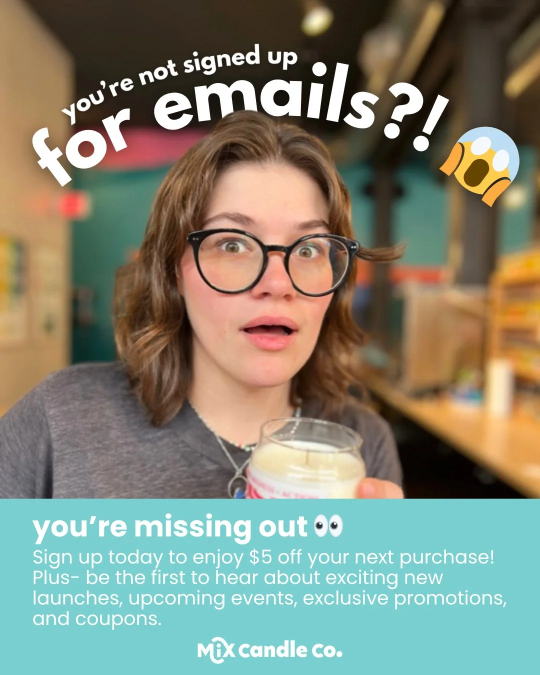 Sign up today for $5 off your next purchase, plus early access to new scents, upcoming events, exclusive promos, and coupons you won&rsquo;t find anywhere else. Trust us- you&rsquo;ll want in ✨⁠
⁠
Visit mixcandleco.com to sign up!