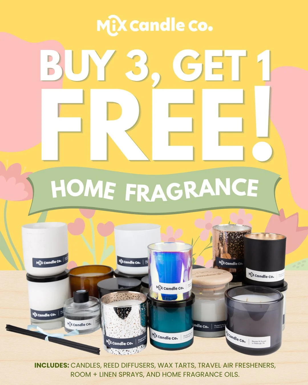 ICYMI: All create-your-own + pre-made home fragrance goodies are Buy 3, Get 1 Free ✨⁠
⁠
Mix + match your faves- because your bathroom deserves a fresh reed diffuser, your car needs its own signature scent, and honestly&hellip; one candle is never eno