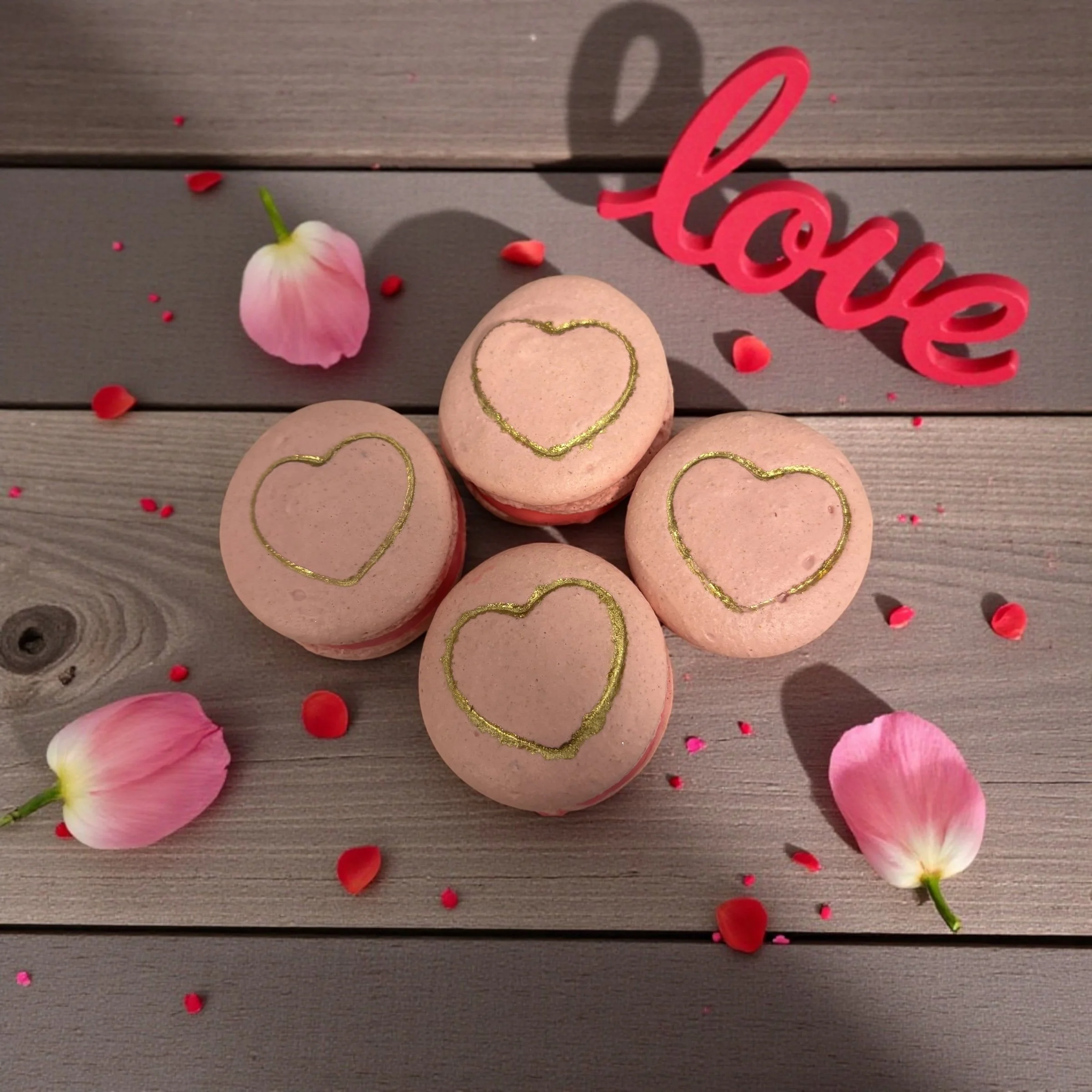 Heart macarons -  raspberry $3