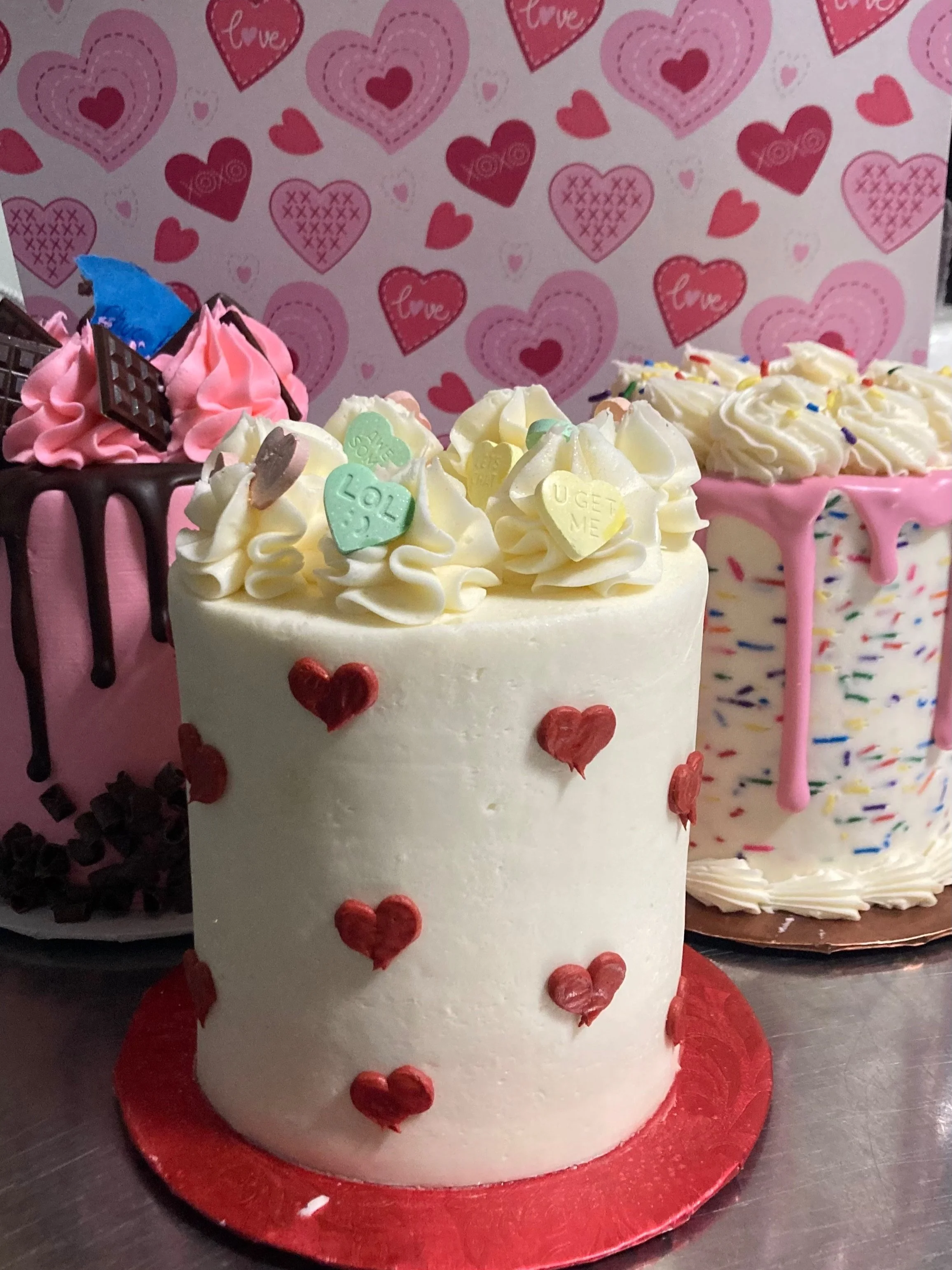 mini cakes in valentine designs starting at $28 will be available in the bakery case