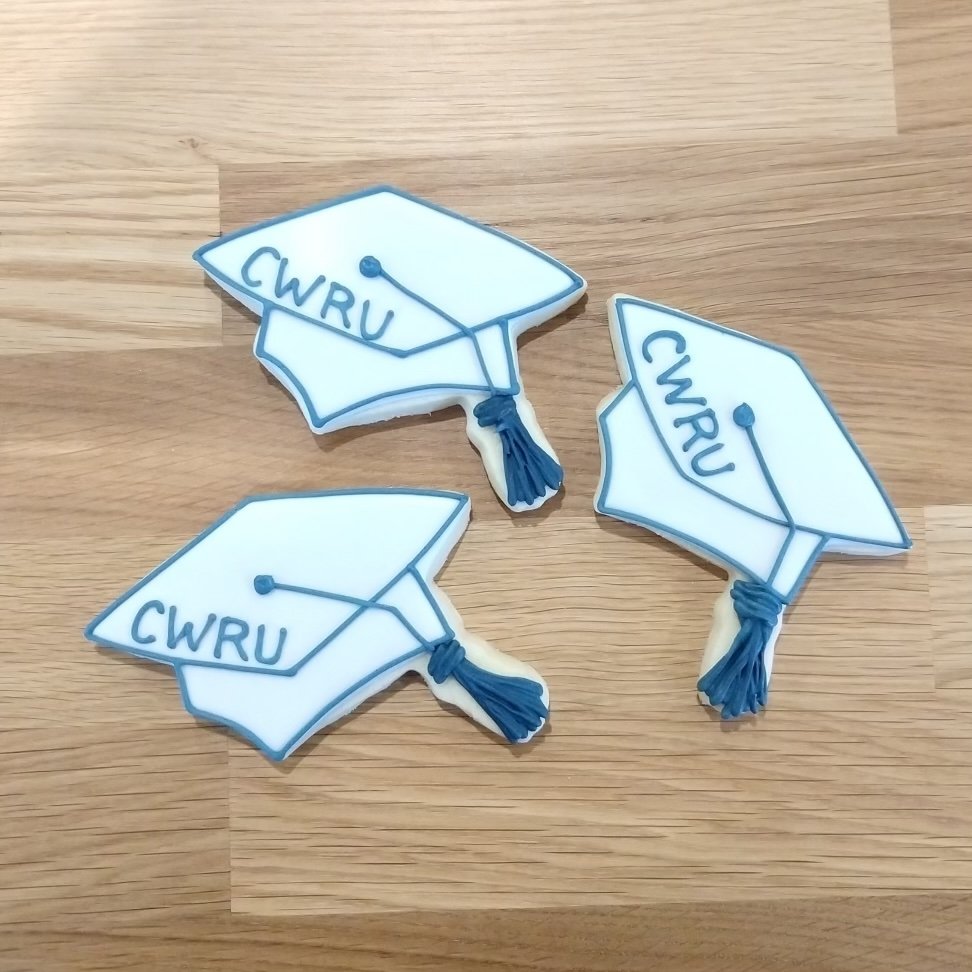 grad cap cookie $4. PRE order cookies booked for June 28th weekend but we will have cookies in the bakery to chose from