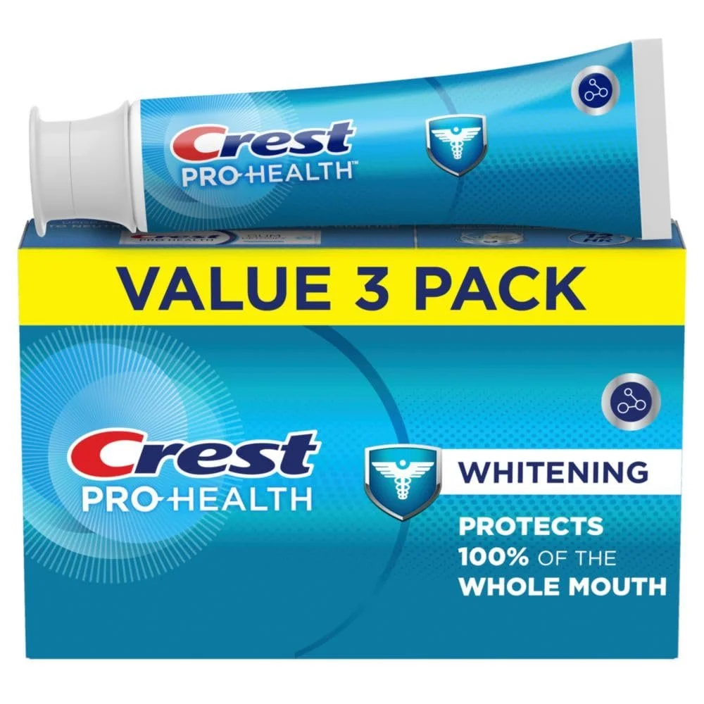 Crest Base Pro-Health Whitening Toothpaste (4.3oz) Triple Pack, Teeth Whitening Flavor Name: Mint
