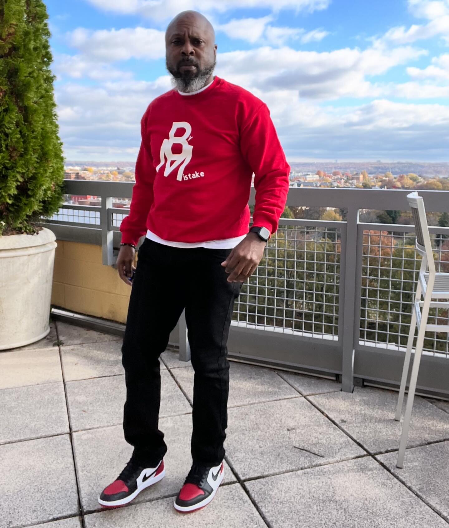 Exclusive Staked By Mistake Sweatshirt #red&amp;white #perfectsneakers  #dopeoutfit #stacked  #bymistakebrand #bymistake #celebratingordinarypeople #communitysupport #order bymistakebrand.com #linkinbio 🖤🤗