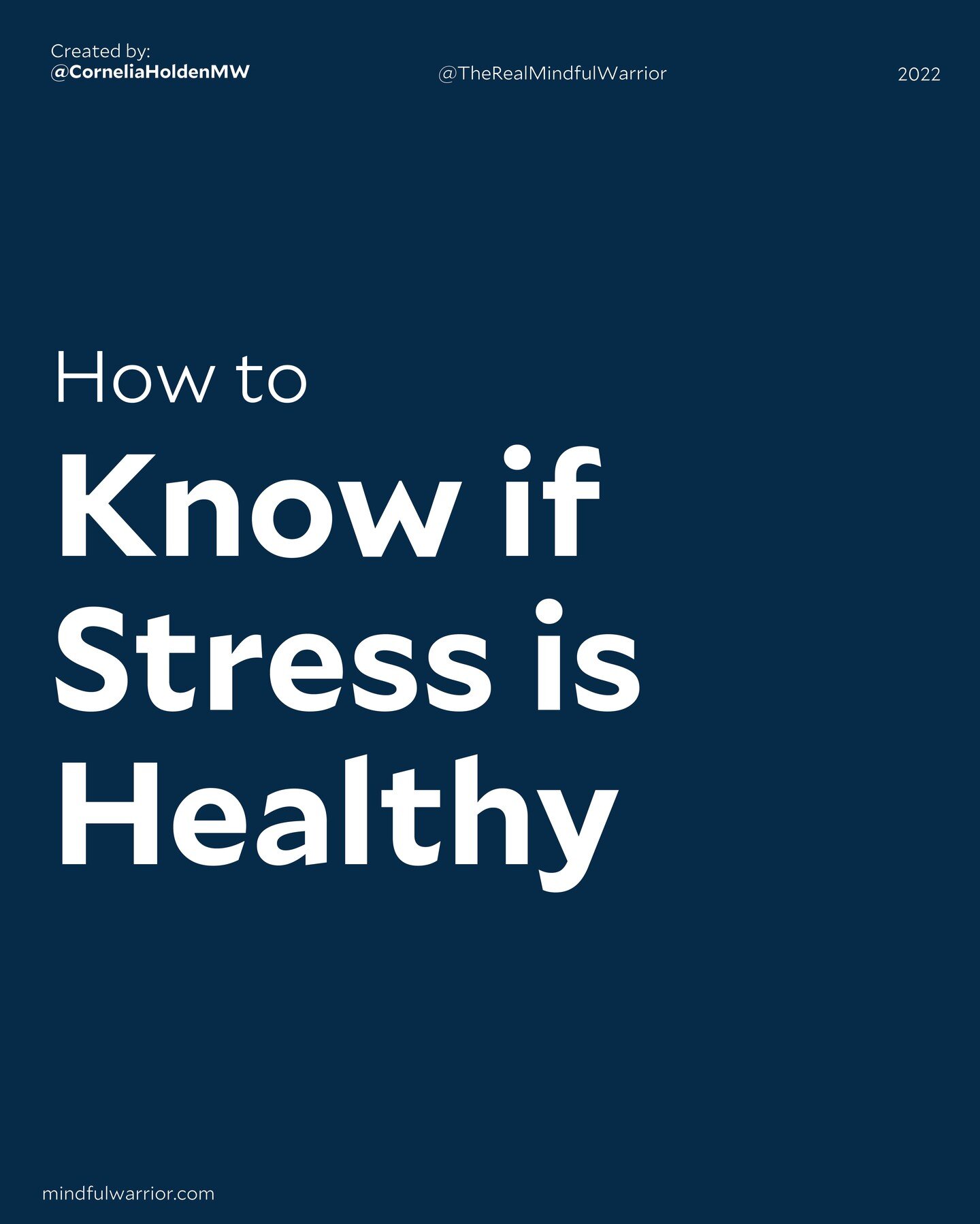 Did you know that stress can be healthy? We often hear of only toxic or unhealthy stress. It&rsquo;s important to recognize that healthy stress can serve a purpose. #mindfulwarrior