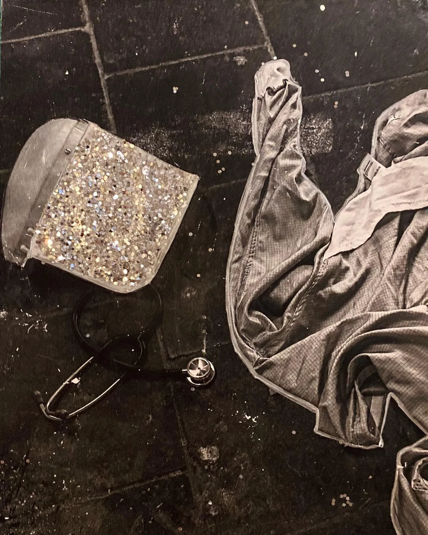 From the caption: Stethoscope, visor, bodysuit: These pandemic essentials were discarded outside a hospital in La Louvi&egrave;re, Belgium, by a doctor who stripped them off between ambulance and emergency room&mdash; an effort to avoid new confronta