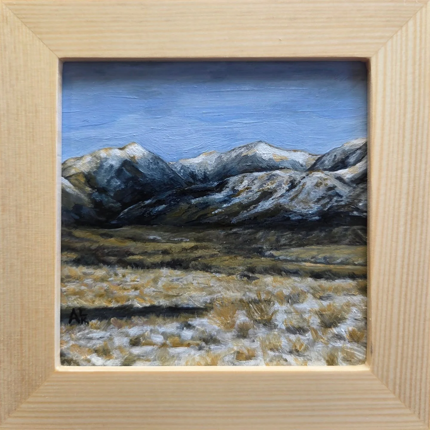 My second attempt at acrylic painting! Here's a mini snowy scene from a fall trip to Paradise Valley a few years ago. I enjoy painting animals with my mixed media works but trying landscapes and ditching wood burning for now is a fun excersize in lea