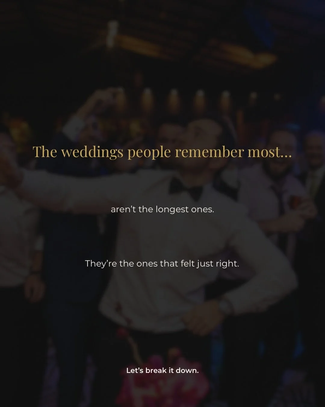 I&rsquo;ve seen what happens when a wedding ends at its peak.

Guests are breathless.
The dance floor is still full.
No one wants it to be over.

And I&rsquo;ve also seen what happens when a night goes too long.

Energy fades. People trickle out. The