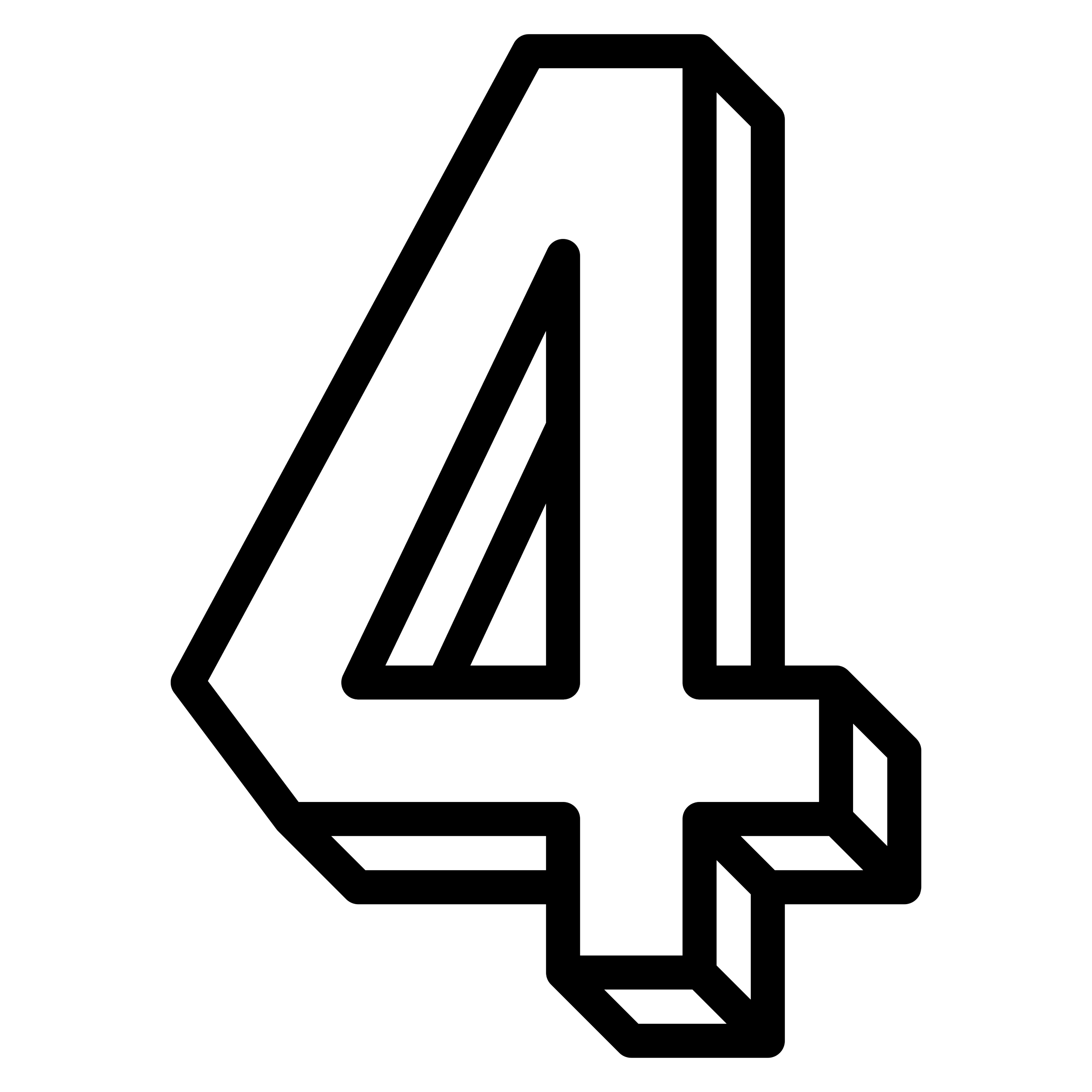 Number four outlined with geometric lines on a black background.