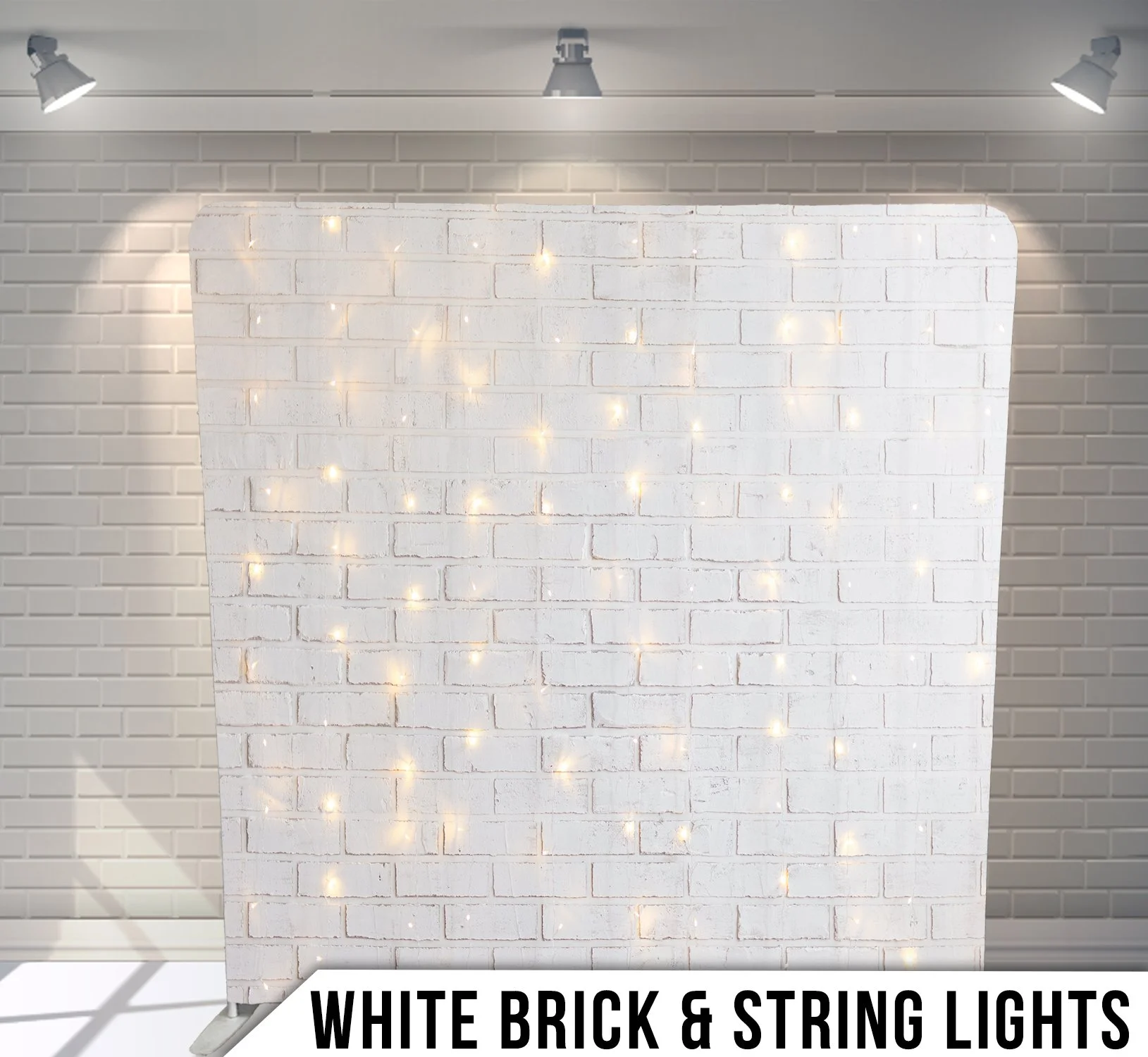 White Brick & String Lights Backdrop