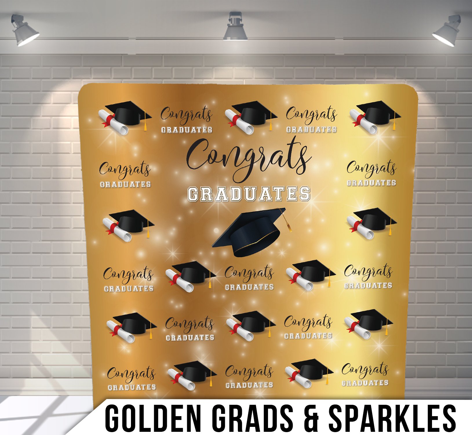 Golden Grads & Sparkles Backdrop