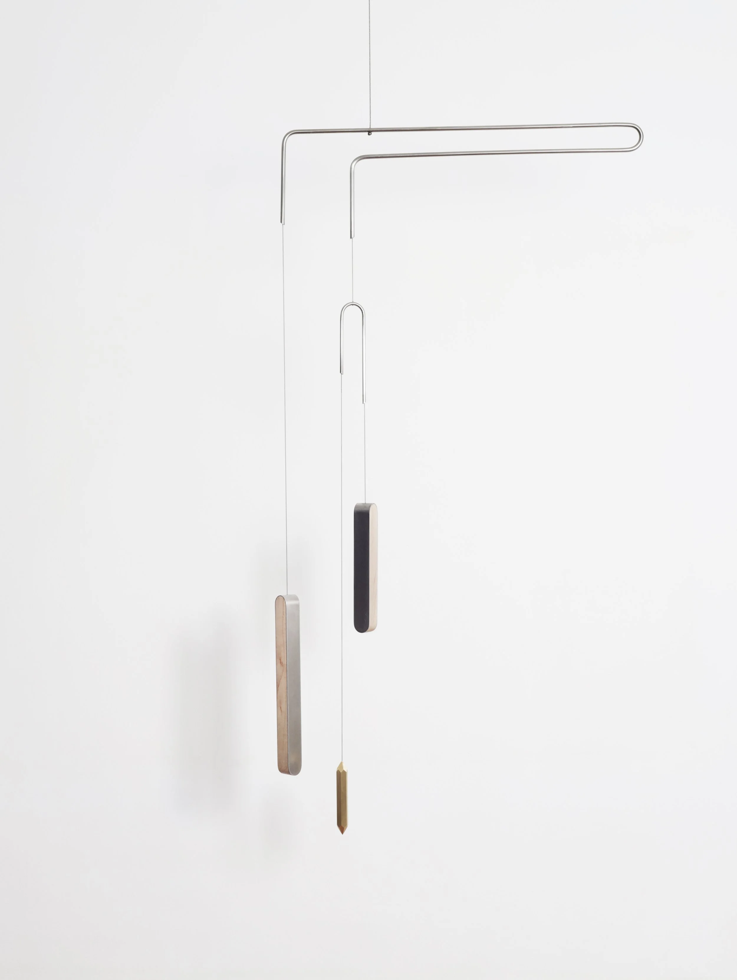 Too Many Tears (Last Month) (2025) - 37.5"h x 20”w x 1”d - Stainless Steel, Brass, Maple & Wire - $4,800 CAD