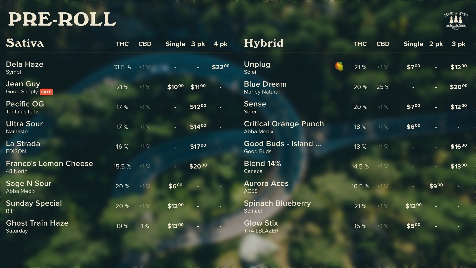Pre Roll Menu Digital Cannabis Menus — BudSense