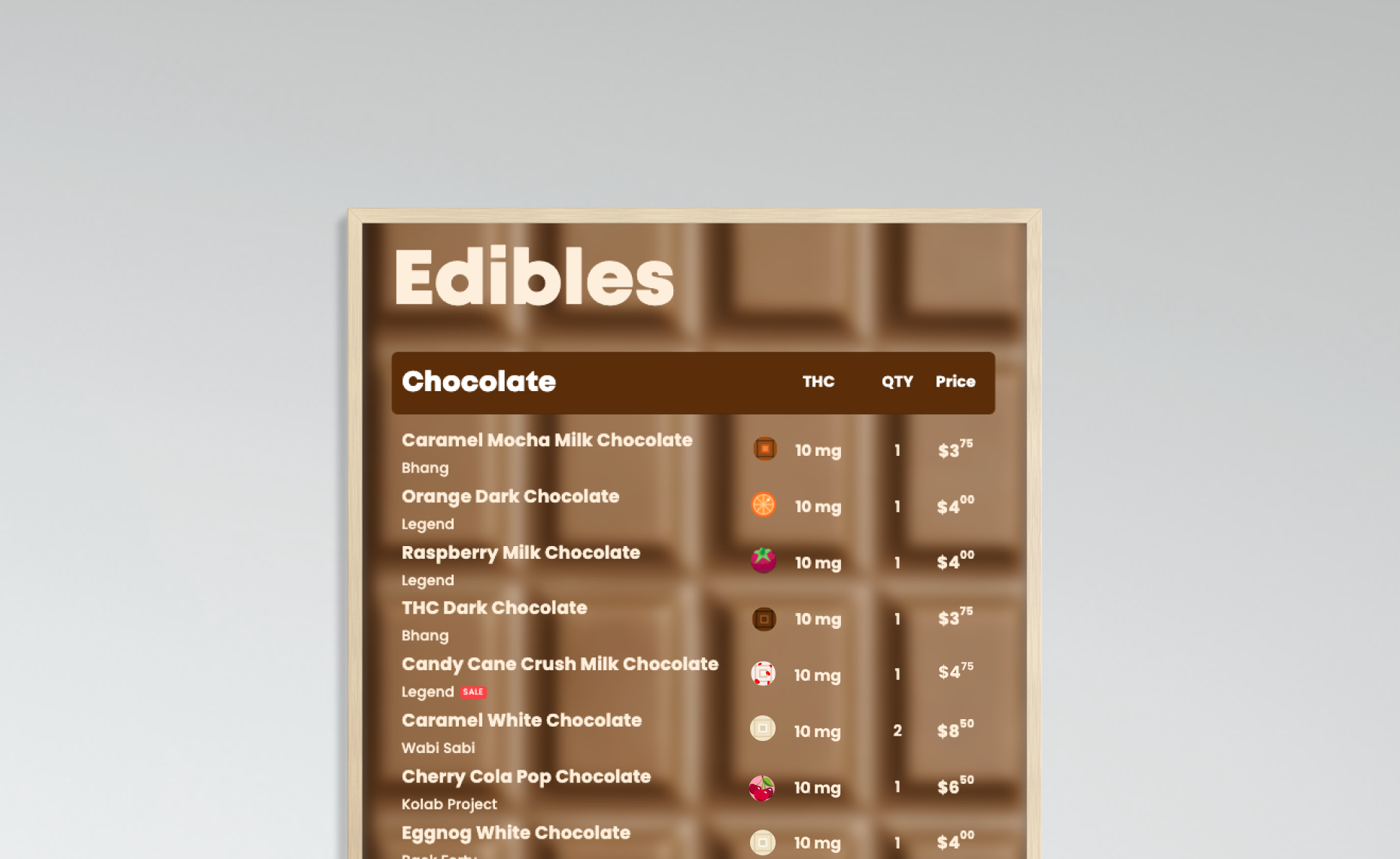 Digital Edible Menu Example