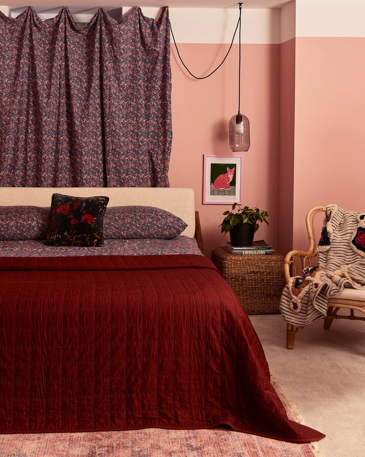 For the grand finale of space reveals...the PINK room! Our guests' home away from home&mdash;down the hall from a typically messy playroom, but privately tucked away from the rest of us. If you followed along with the basement renovation, you might r