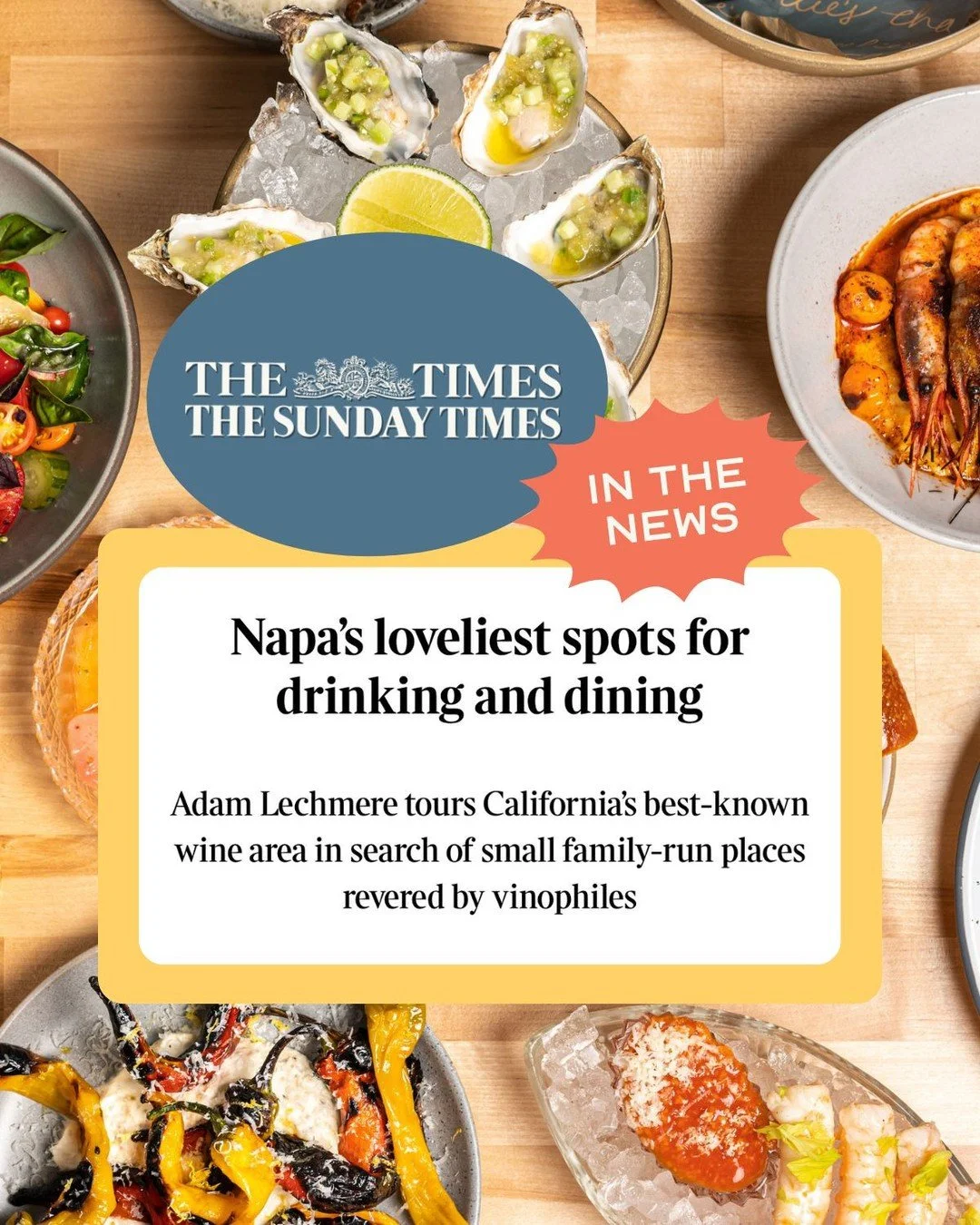 Thank you to Adam Lechmere for including us in @thetimes' Napa's Loveliest Spots for Drinking and Dining! 🍷🍽️ Creating a place where fine wine meets genuine hospitality has always been at the heart of what we do, so this recognition truly means the