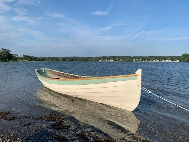 Whitehall rowing boat. Plank repairs and new stem. 