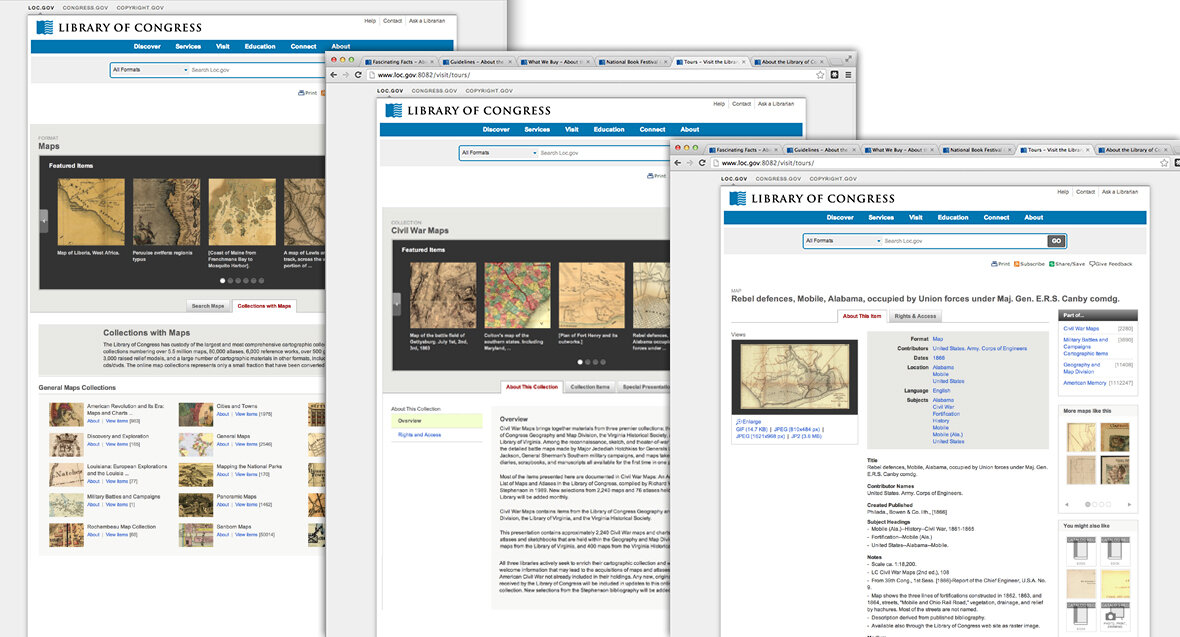 A template system for objects, formats and collections provides users with better context and relational content.

For the first time ever, the Library’s content had been organized with an architecture that leverages meta tagging to connect objects t