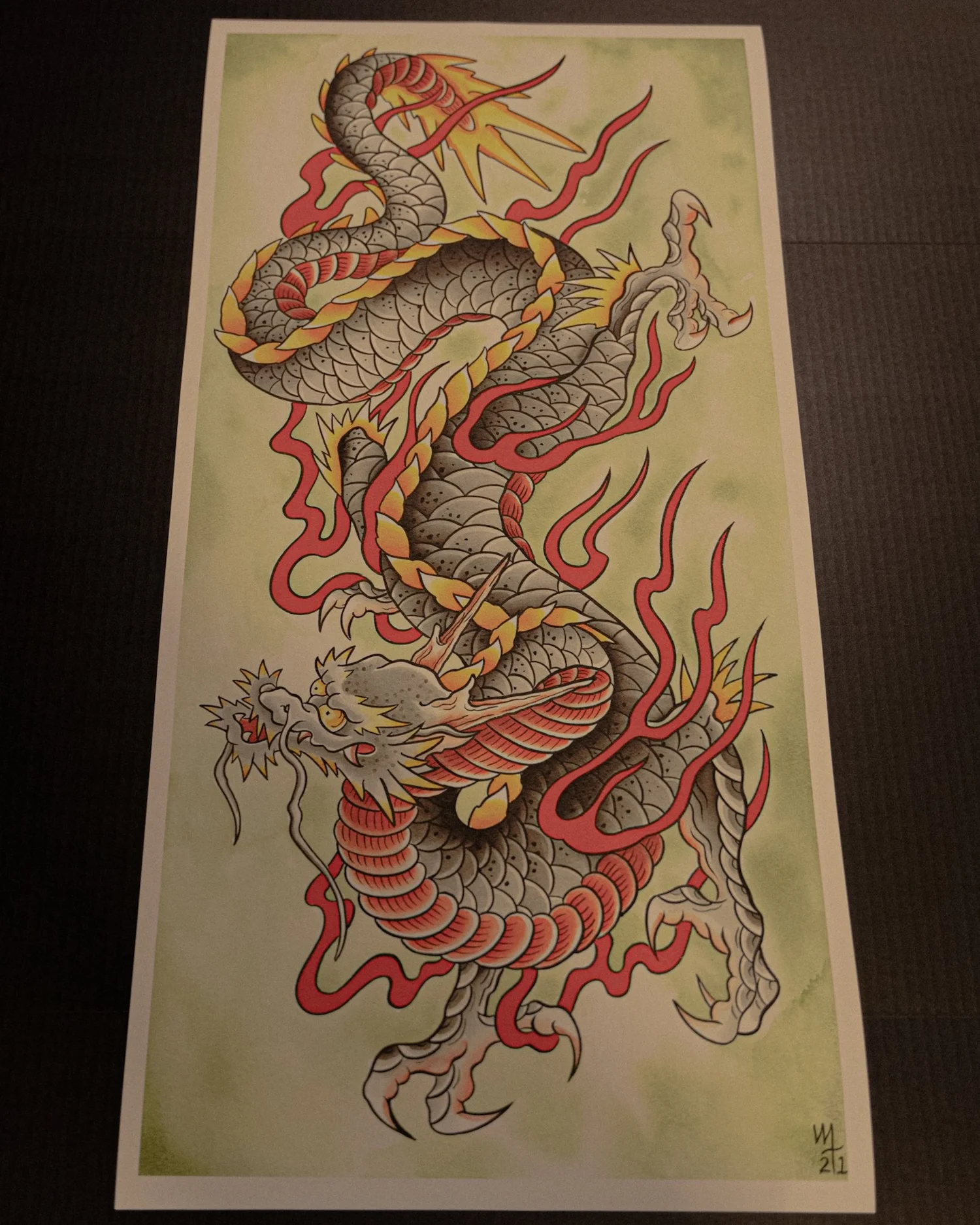 Traditional Japanese Dragon Tattoo Flash
