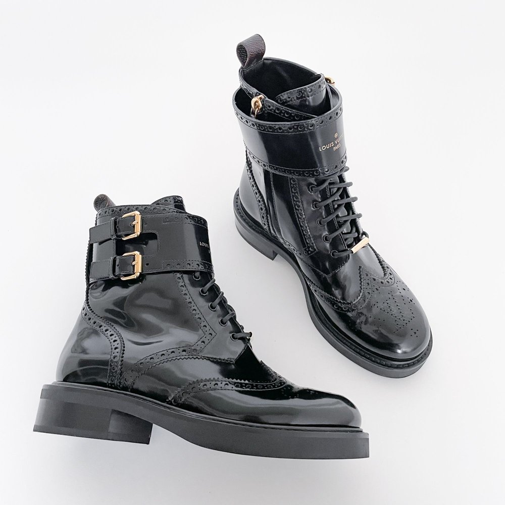 Louis Vuitton Black Patent Leather Chelsea Ankle Boots Size 37 Louis  Vuitton