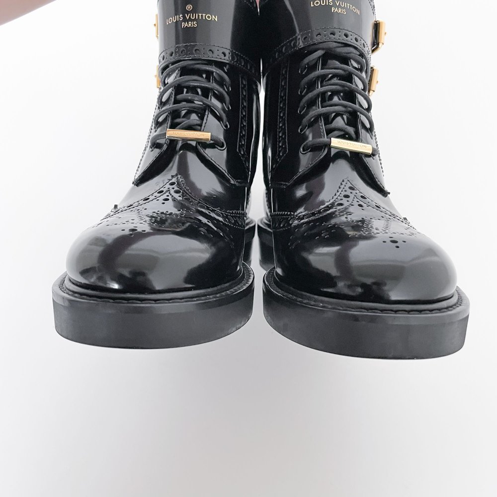 Louis Vuitton Women's Midtown Ankle Boots Size EU 37 US 7 Black Combat  Buckle — Golden State Resale