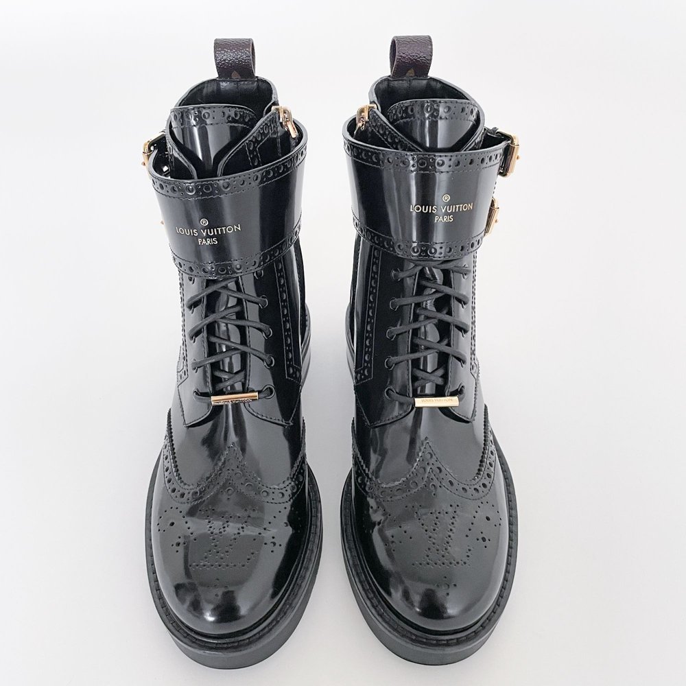 Louis Vuitton Women's Midtown Ankle Boots Size EU 37 US 7 Black Combat  Buckle — Golden State Resale