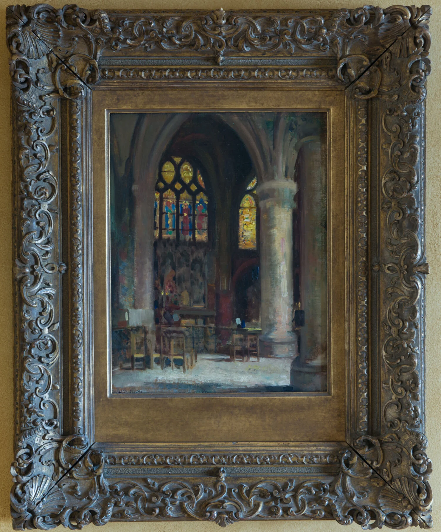 Untitled: Paris Cathedral | oil on board | 14 x 11 in. (23 x 19 in. with frame)