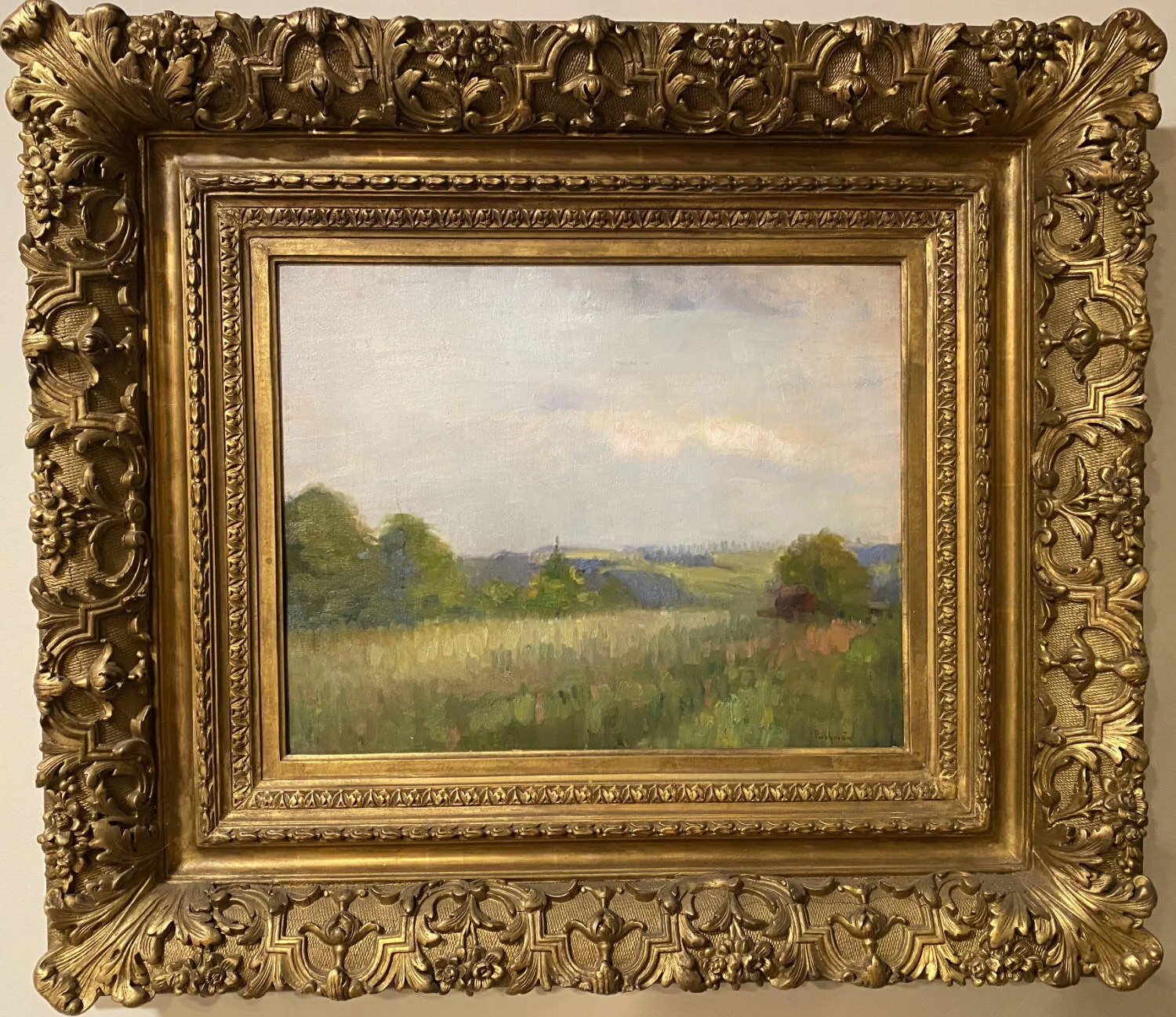 A Barley Field at Moret | oil on board | 12.75 x 16 in. (24 x 27.5 in. with frame)