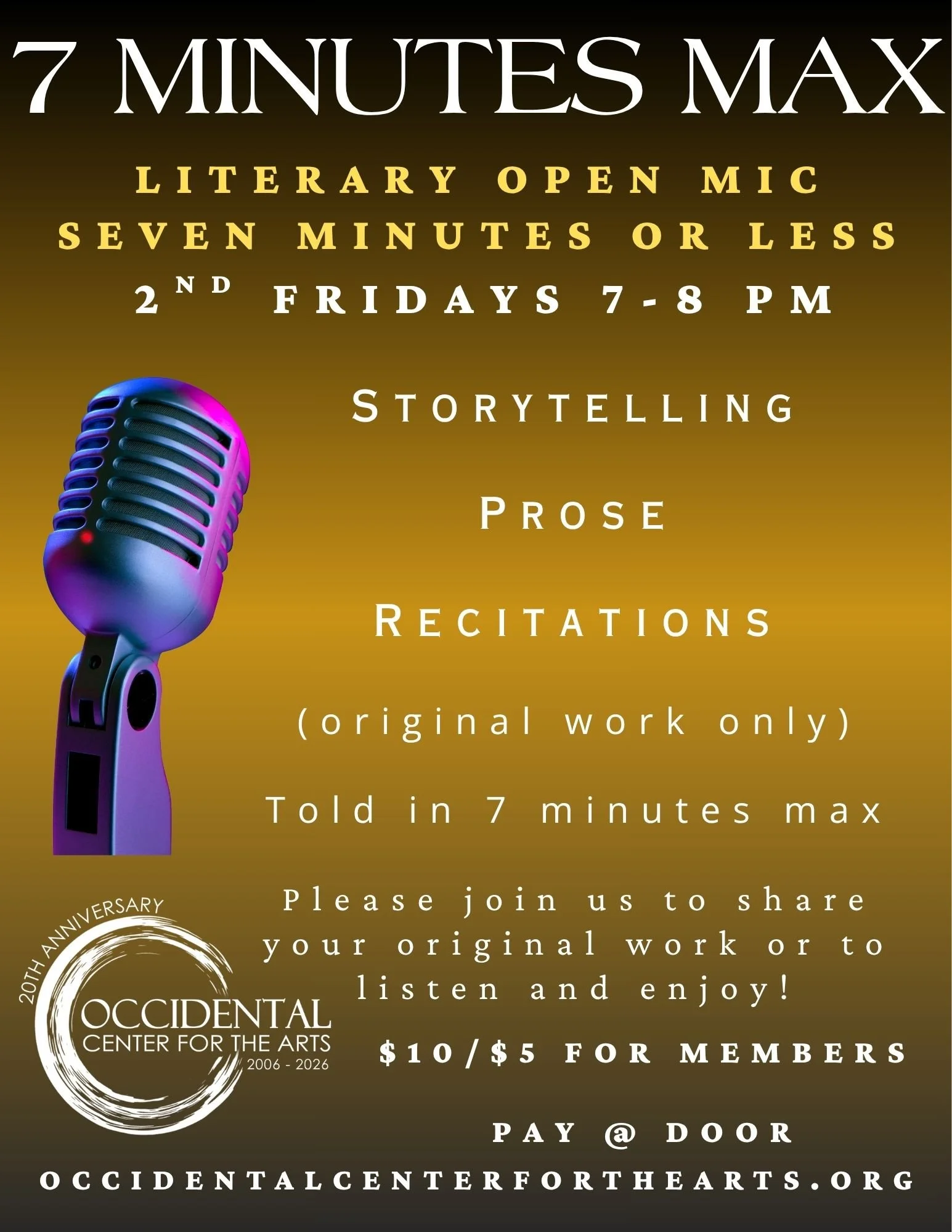 7 Minutes Max: Literary Open Mic