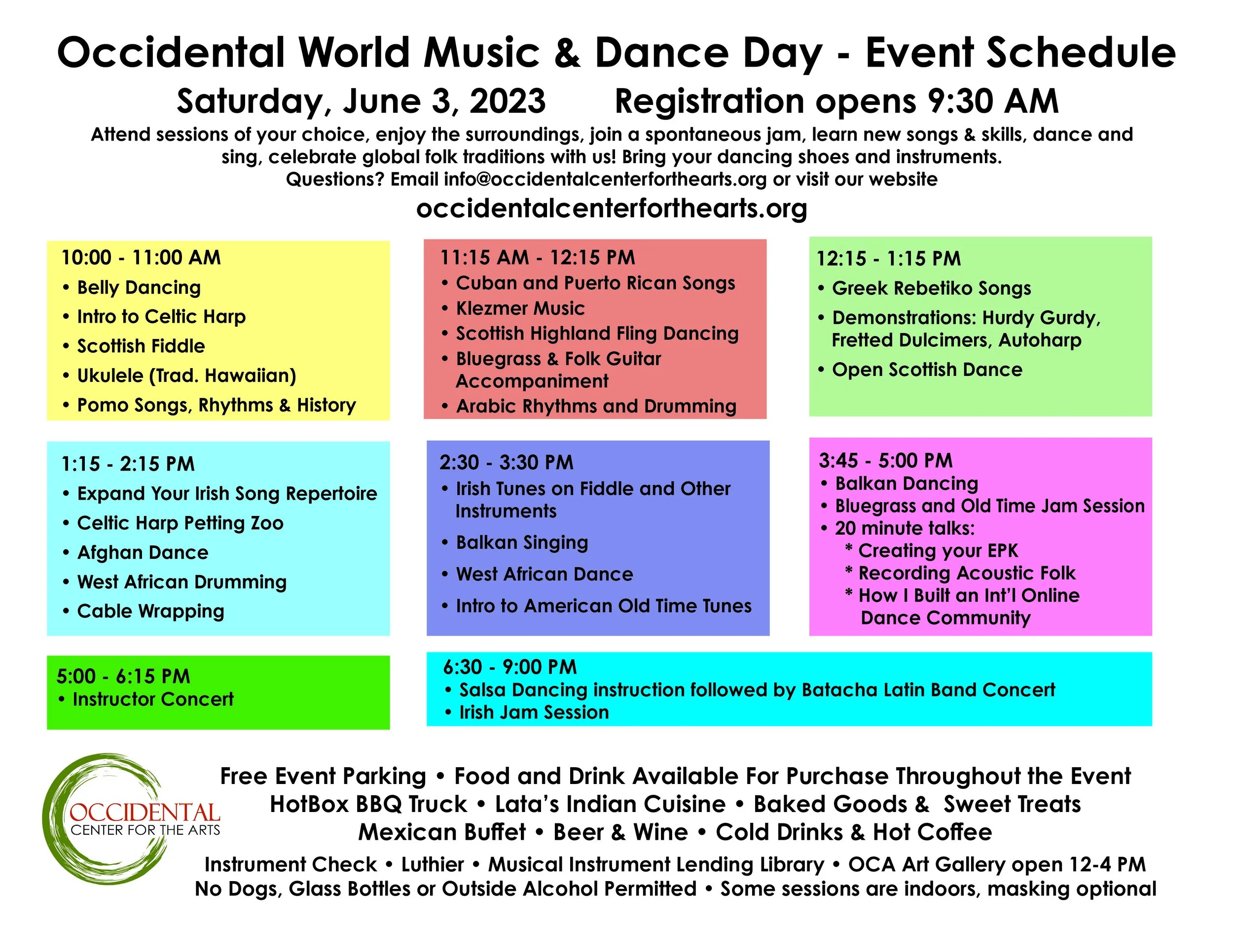 OWMDD 2023 Schedule — Occidental Center for the Arts