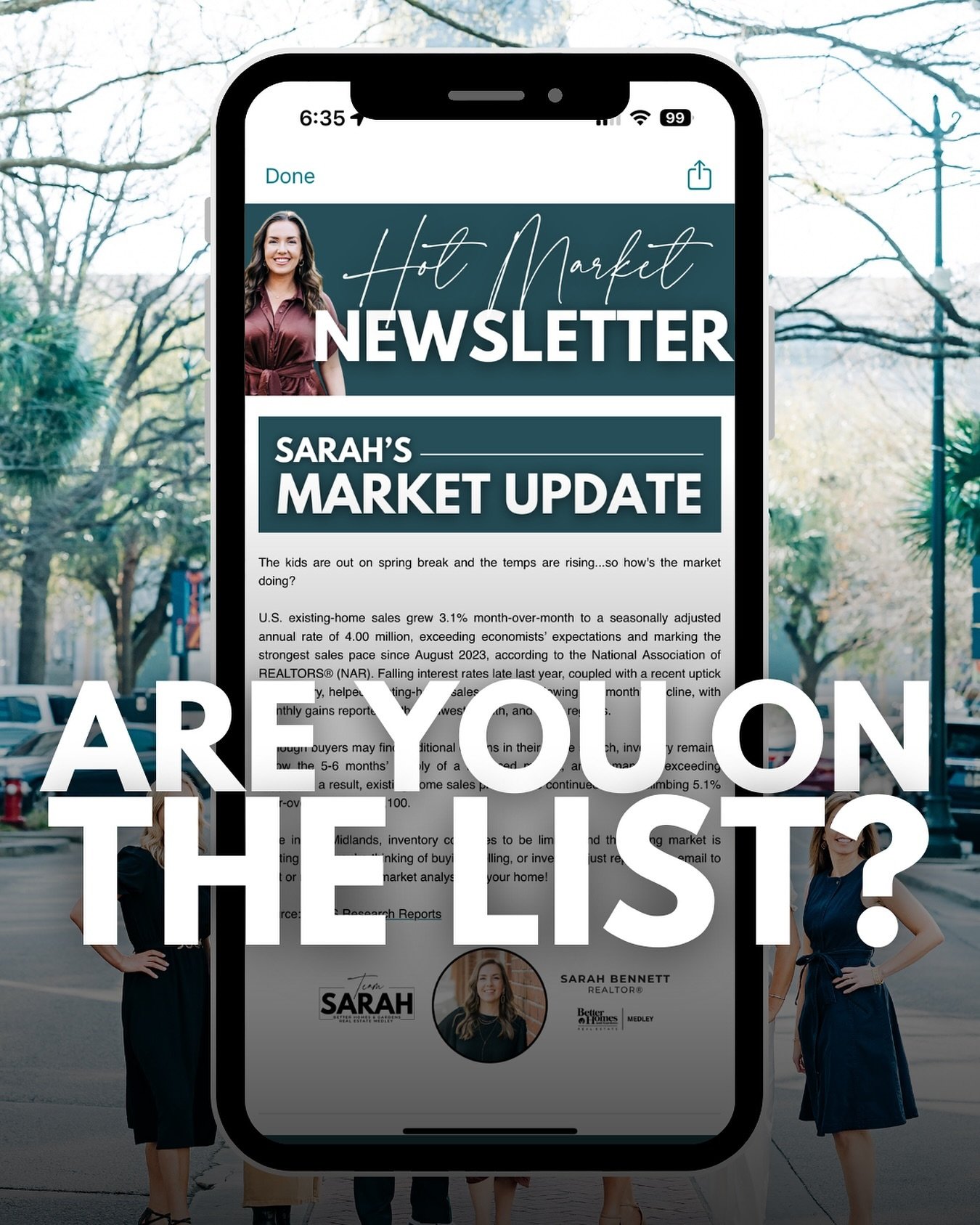Are you on the list? 📋 Once per month, I send out my Hot Market Newsletter to everyone on my email list. This keeps my database up to date on👇🏻

📈 Market Trends
🗣️ Real Estate Tips
🍴New Spots Around Columbia
🏡 My Listings 
🤣 Fun Videos
✨ And 