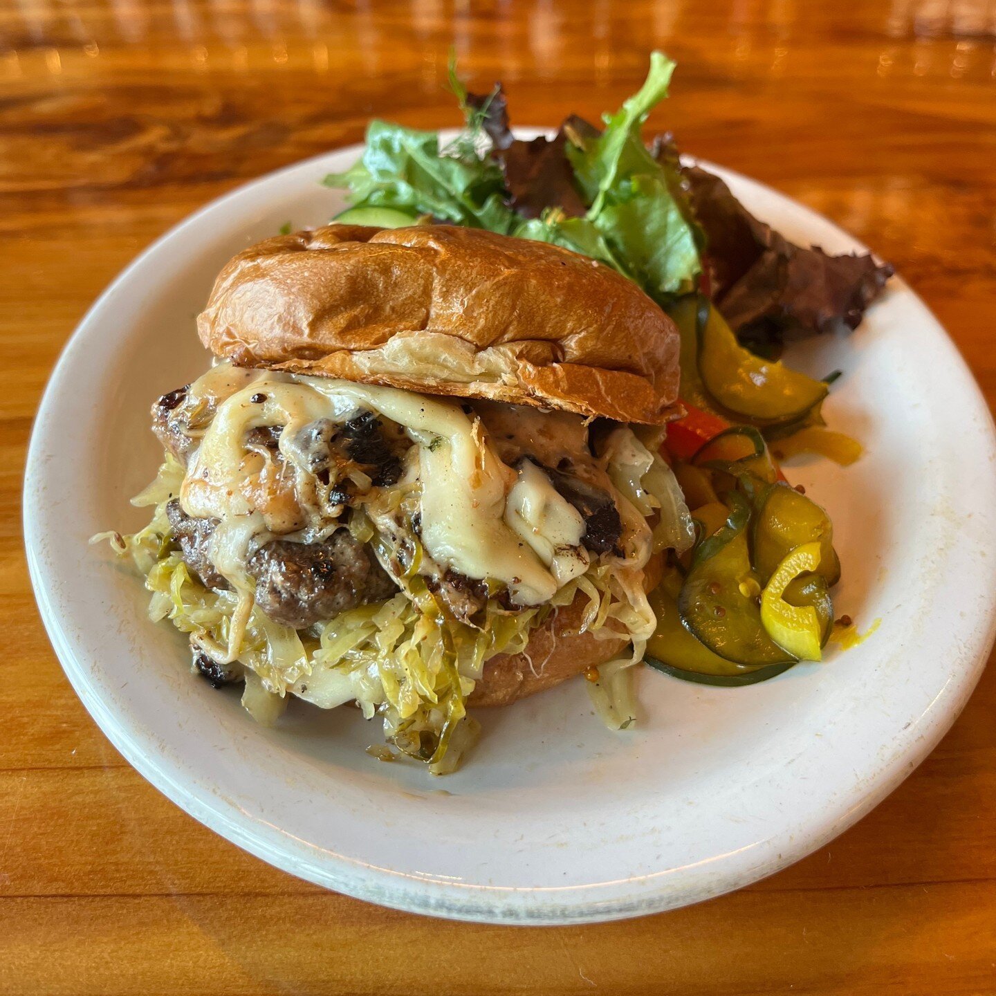 ***New Burger of the Month***⁠
⁠
Pastrami Reuben Burger⁠
⁠
Grass Fed TMK Beef, House Smoked Pastrami, Lost Sauce, House Made Sauerkraut and Emmentaler Cheese on Dos Hermanos Brioche. Served with House Fries.⁠
⁠
#waywardsandwiches #toomuchflavor⁠