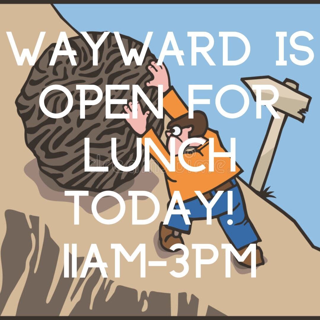 Happy Labor Day, Everyone!!!⁠
⁠
We will be laboring for you til 3pm! Come say hello!⁠
⁠
#waywardsandwiches #toomuchflavor
