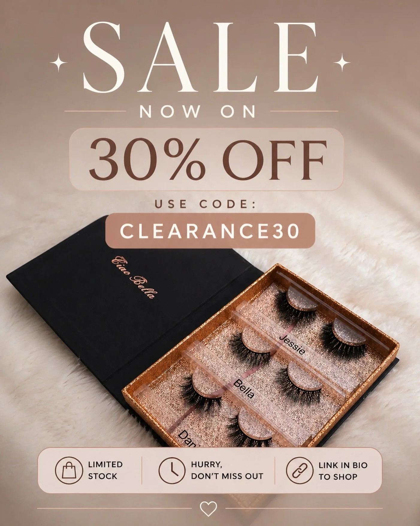 Our CLEARANCE SALE is here 🤍
Take 30% OFF with code CLEARANCE30
These lash boxes and styles are being discontinued and won&rsquo;t return once sold out
With Mother&rsquo;s Day around the corner, it&rsquo;s the perfect gift ✨
Tap the link in bio to s