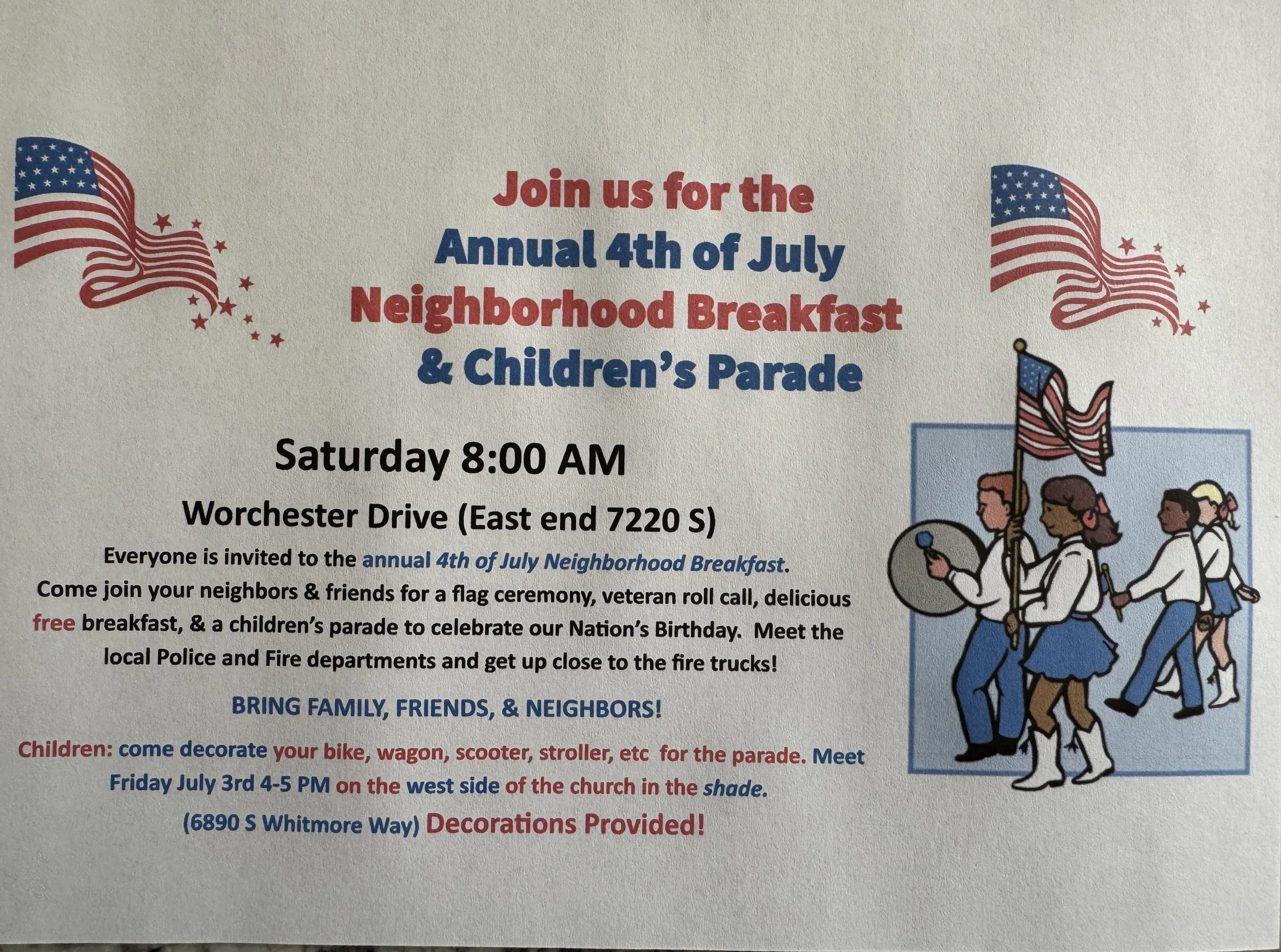 Annual 4th of July Neighborhood Breakfast