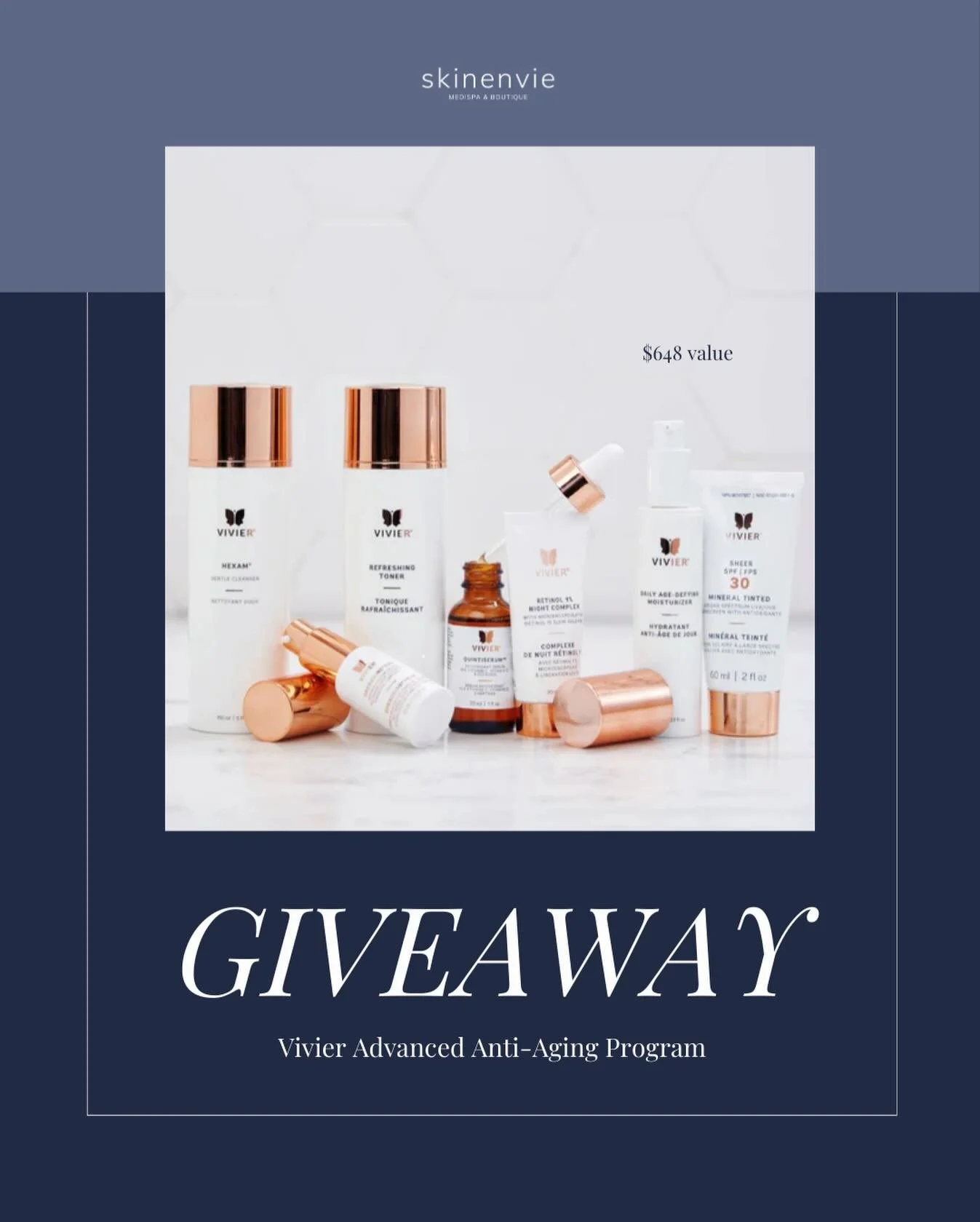 ✨ GIVEAWAY ✨ Because great skin starts with a solid routine.

We&rsquo;re giving away the Vivier Advanced Anti-Aging Program, a complete skincare system valued at $648, designed to support skin health, refine texture, and target visible signs of agin