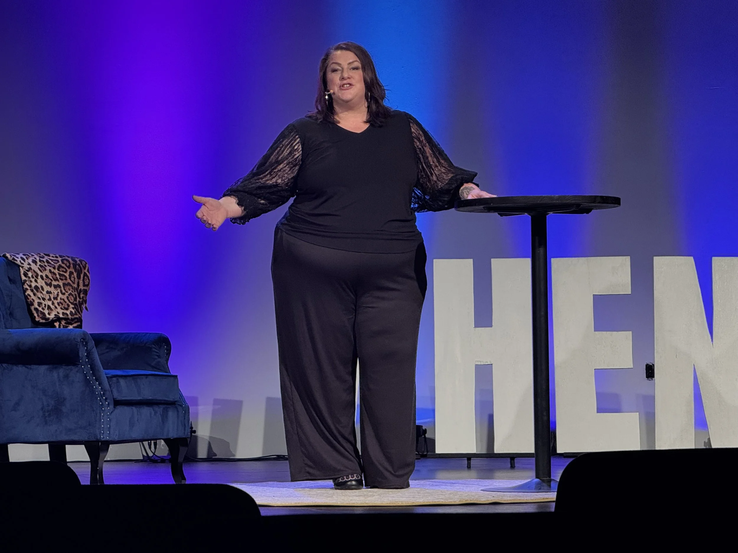 coach christine on WHEN Stories stage