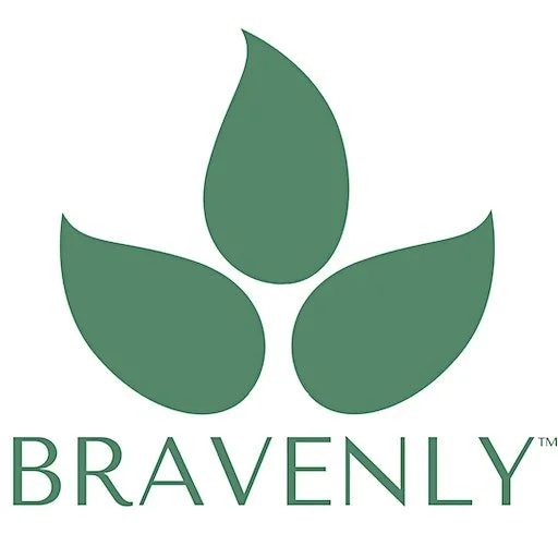 Bravenly logo featuring three stylized green leaves above the word 'BRAVENLY' in green text.