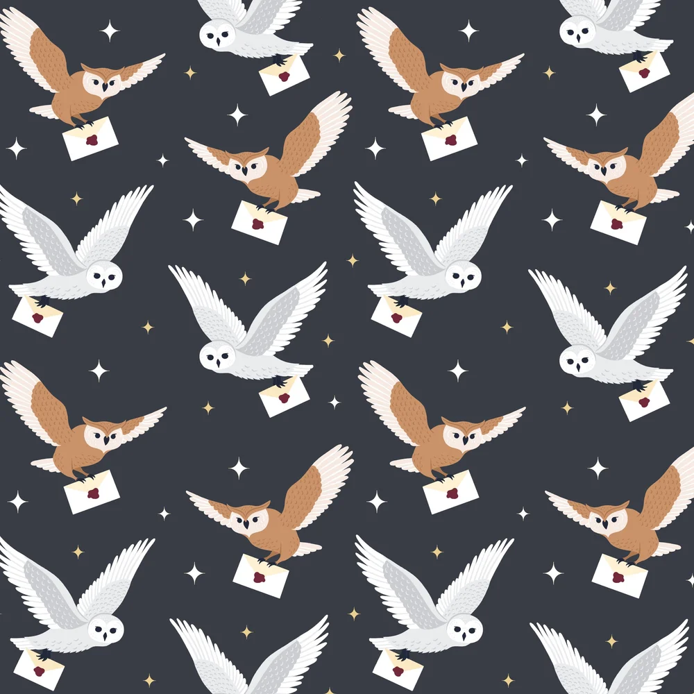 Harry Potter Owl Post Pattern Art Print: Magical Mail Decor — Shira Bentley