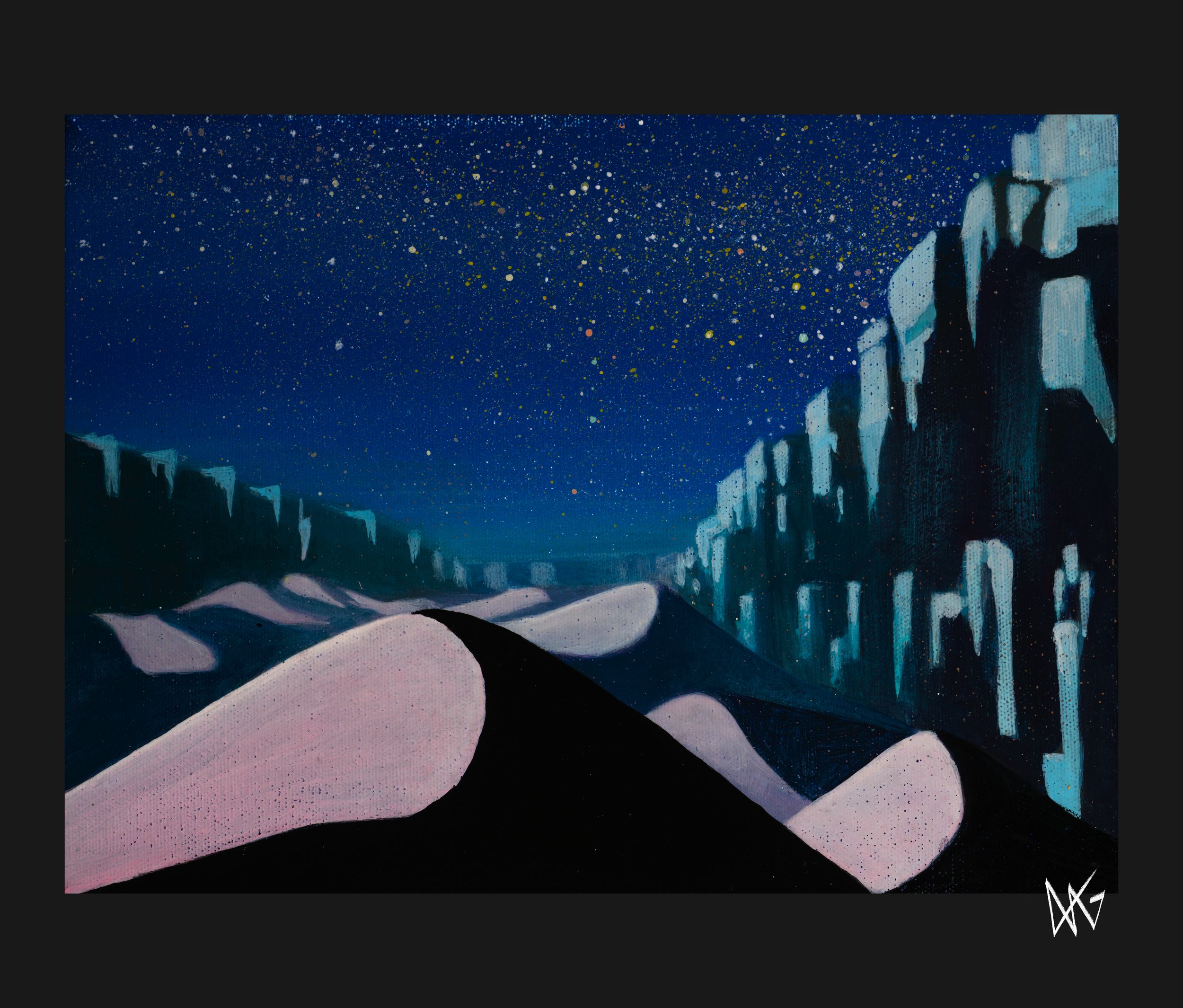 "Moonlit Canyon" 9x12 Acrylic on canvas -For Sale-