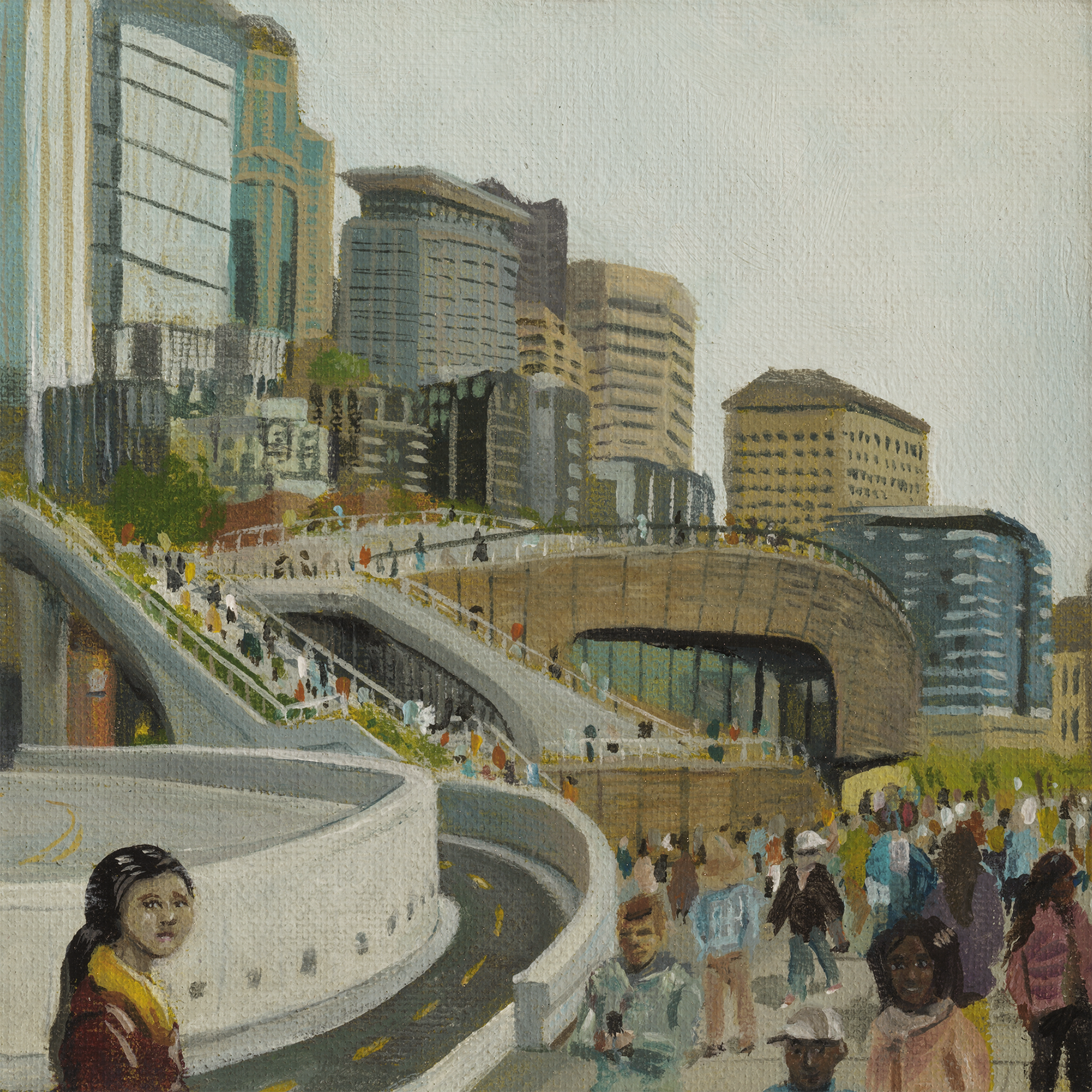 "Waterfront Ceremony" 6x6" Acrylic on canvas